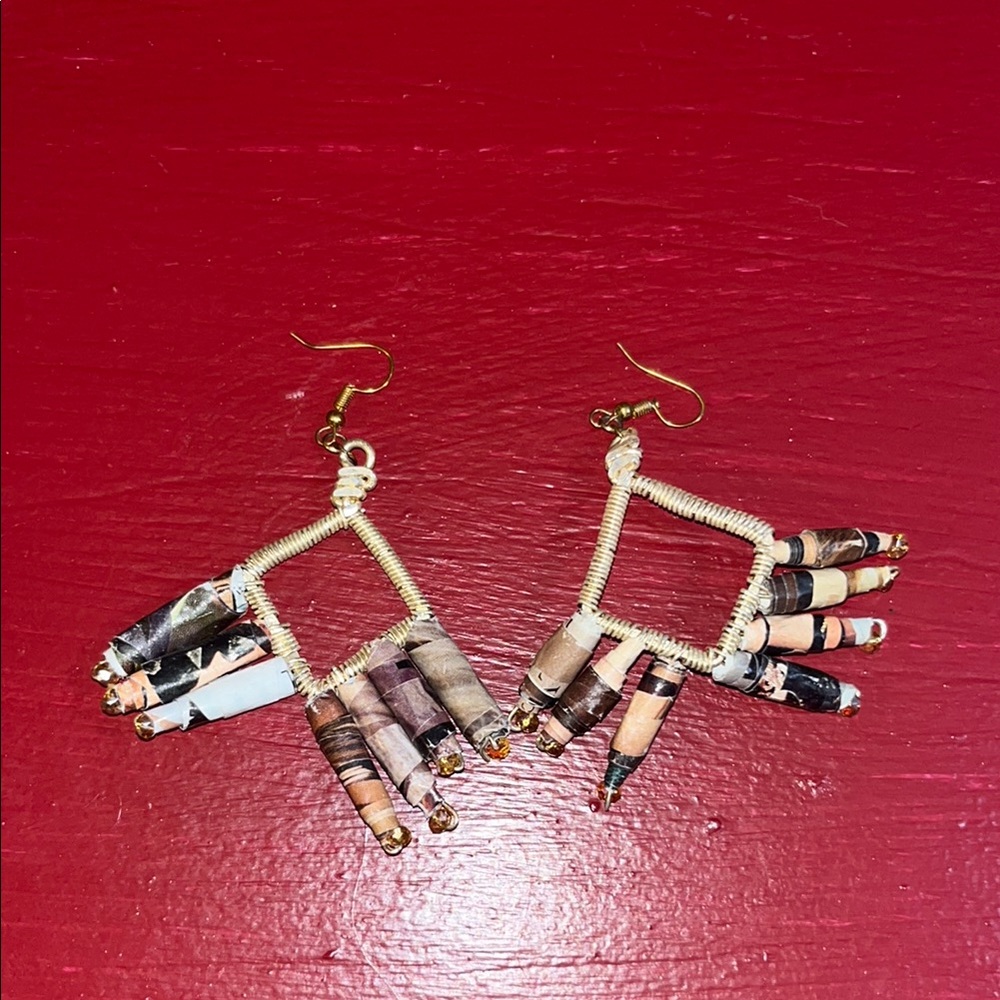 Handcrafted Gold and Multicolor Earrings